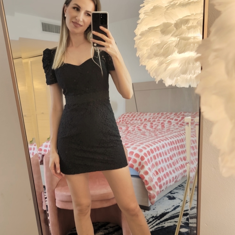 Guess Embellished Mini Black Dress